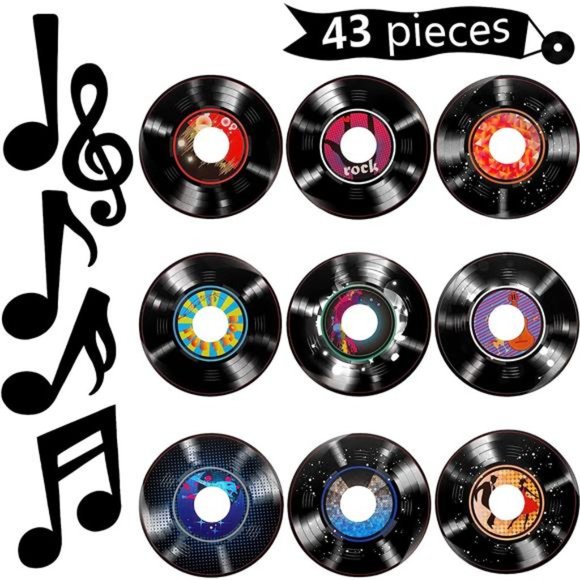 43 Pieces Music Party Decorations Music Notes Cutouts Musical Notes Silhouettes - Picture 1 of 7